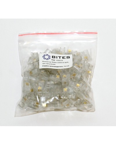 US010A (100шт). Телефонный разъем 4P4C (RJ-11). 5bites в Тюмени