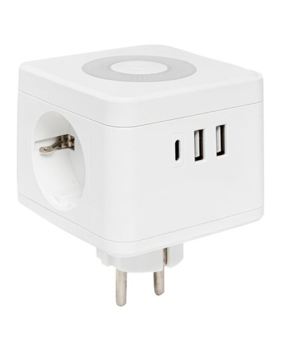 Тройник Куб 2 гнезда 2USB 2,4А+Type C + Ночник. Тройник Куб. EKF в Тюмени