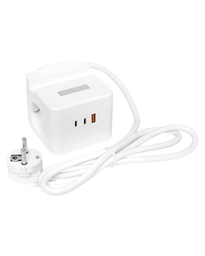 Удлинитель Куб 2 гнезда USB + 2Type C с быстрой зарядкой, подставкой под телефон и ночником 1,3 метра 1мм2. Удлинитель Куб. EKF в Тюмени