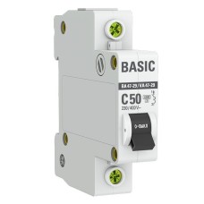 Автоматический выключатель 1P 50А (C) 4,5кА ВА 47-29 Basic (mcb4729-1-50C). Автоматический выключатель. EKF