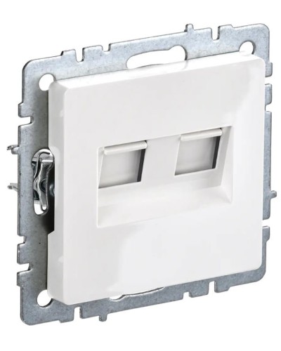 Розетка RJ11+RJ45 РК/Т12-БрБ белая BRITE (BR-KT20-O-1-K01). Розетка двойная. IEK в Тюмени