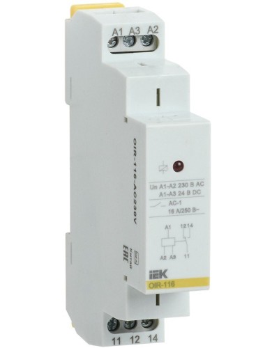 Реле промежуточное модульное OIR 1 контакт 16А 230В AC (OIR-116-AC230V). Реле промежуточное модульное. IEK в Тюмени