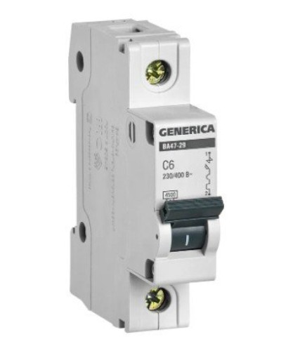 GENERICA ВА47-29 1P C 6А 4,5кА (MVA25-1-006-C). Автоматический выключатель. IEK в Тюмени