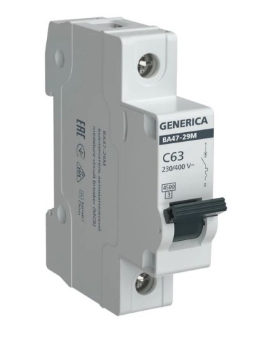 GENERICA ВА47-29М 1P C 63А 4,5кА (MVA21-1-063-C-G). Автоматический выключатель. IEK в Тюмени