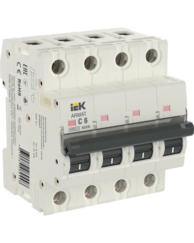 M06N 4P C 6А 6кА ARMAT (AR-M06N-4-C006). Автоматический выключатель. IEK в Тюмени