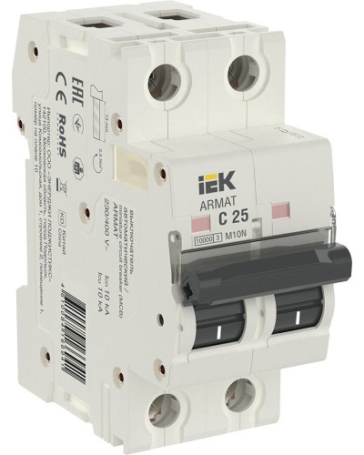 M10N 2P C 25А 10кА ARMAT (AR-M10N-2-C025). Автоматический выключатель. IEK в Тюмени