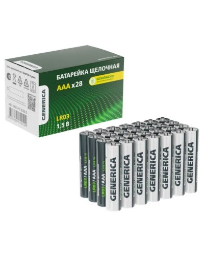 Батарейка Alkaline LR03/AAA GENERICA (28 шт) (ABT-LR03-ST-B28-G). Батарейка щелочная. IEK в Тюмени