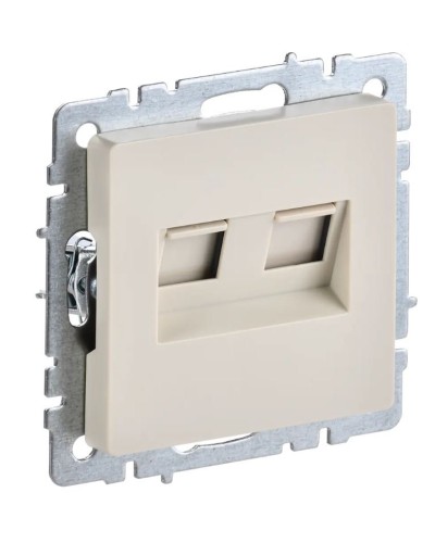Розетка RJ45 РК10-2-БрКр кат.5E, бежевый BRITE (BR-K20-1-K10). Розетка компьютерная двойная. IEK в Тюмени