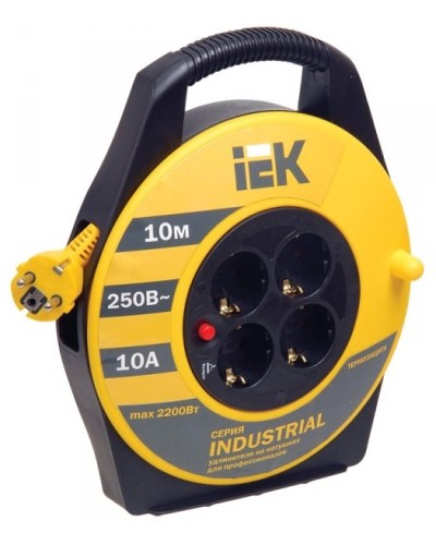 УК10 4 места, 10м (WKP15-16-04-10). Удлинитель на катушке Industrial. IEK в Тюмени