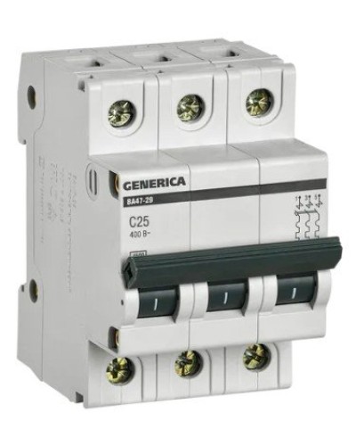 GENERICA ВА47-29 3P C 25А 4,5кА (MVA25-3-025-C). Автоматический выключатель. IEK в Тюмени