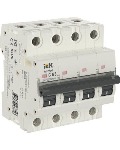M10N 4P C 63А 10кА ARMAT (AR-M10N-4-C063). Автоматический выключатель. IEK в Тюмени