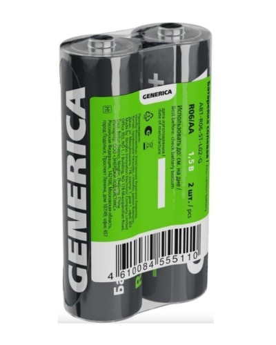 Батарейка солевая R06/AA GENERICA (2 шт) (ABT-R06-ST-L02-G). Батарейка солевая. IEK в Тюмени
