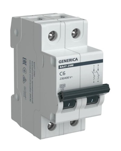 GENERICA ВА47-29М 2P C 6А 4,5кА (MVA21-2-006-C-G). Автоматический выключатель. IEK в Тюмени