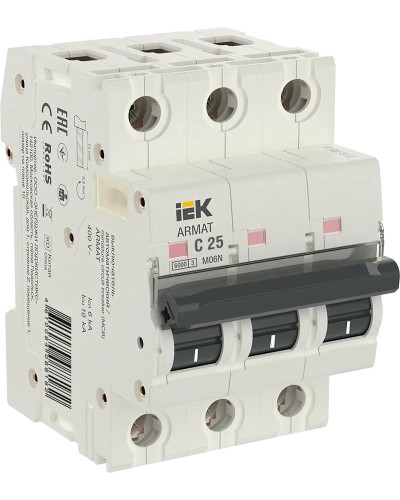 M06N 3P C 25А 6кА ARMAT (AR-M06N-3-C025). Автоматический выключатель. IEK в Тюмени