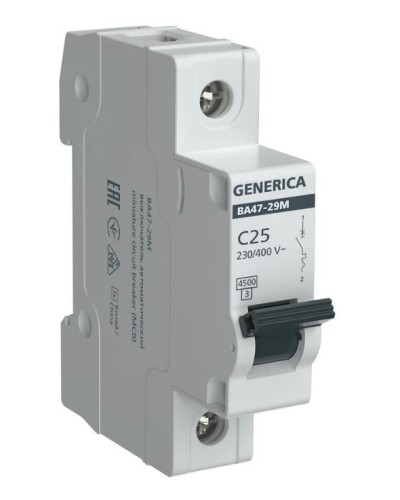 GENERICA ВА47-29М 1P C 25А 4,5кА (MVA21-1-025-C-G). Автоматический выключатель. IEK в Тюмени