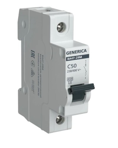 GENERICA ВА47-29М 1P C 50А 4,5кА (MVA21-1-050-C-G). Автоматический выключатель. IEK в Тюмени