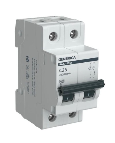 GENERICA ВА47-29М 2P C 25А 4,5кА (MVA21-2-025-C-G). Автоматический выключатель. IEK в Тюмени