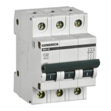 GENERICA ВА47-29 3P C 32А 4,5кА (MVA25-3-032-C). Автоматический выключатель. IEK