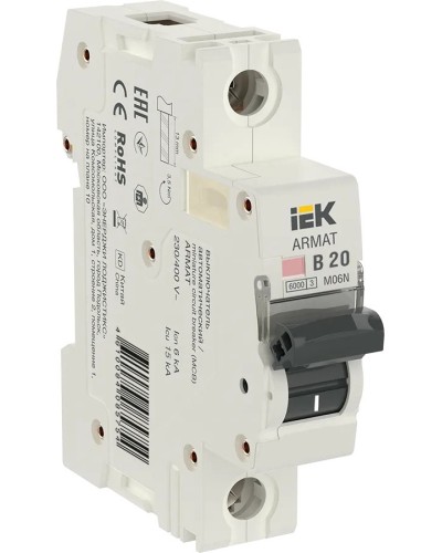 M06N 1P B 20А 6кА ARMAT (AR-M06N-1-B020). Автоматический выключатель. IEK в Тюмени
