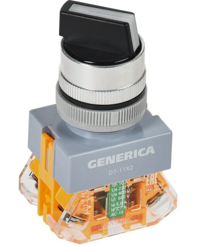 Переключатель D7-11X2 на 2 положения черный GENERICA (BSW50-11X2-3-21-2-K02-G). Переключатель. IEK в Тюмени