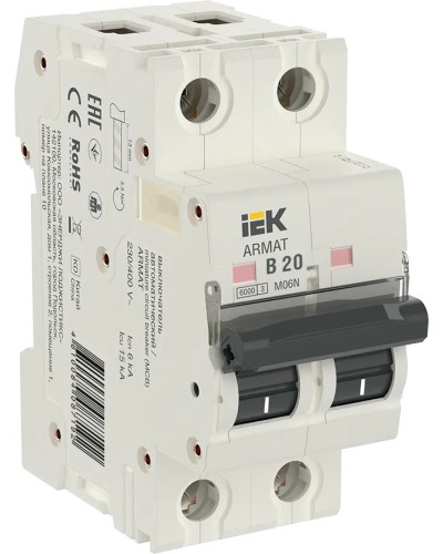 M06N 2P B 20А 6кА ARMAT (AR-M06N-2-B020). Автоматический выключатель. IEK в Тюмени