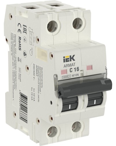 M10N 2P C 16А 10кА ARMAT (AR-M10N-2-C016). Автоматический выключатель. IEK в Тюмени
