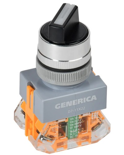 Переключатель D7-11X22 на 2 положения черный GENERICA (BSW50-11X22-3-22-2-K02-G). Переключатель с самовозвратом. IEK в Тюмени
