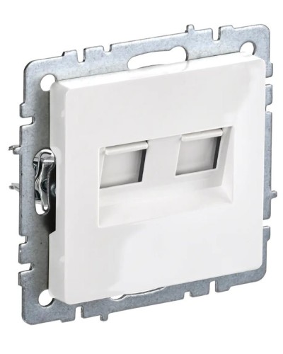 Розетка RJ45 РК10-2-БрБ кат.5E, белая BRITE (BR-K20-1-K01). Розетка компьютерная двойная. IEK в Тюмени