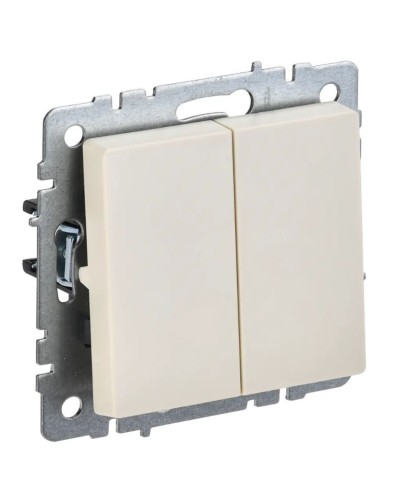 Выключатель 2-клавишный проходной ВС10-2-6-БрКр бежевый BRITE (BR-V22-0-10-K10). Выключатель. IEK в Тюмени