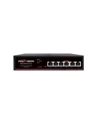 PND-04P-2M v.2. Коммутатор 6-портовый с функцией PoE. Polyvision в Тюмени