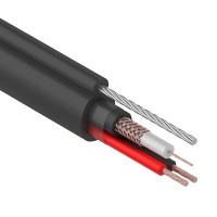 КВК-П-2+2x0,75 мм², +ТРОС (Cu/Cu) черный REXANT (01-4107). Кабель комбинированный для систем видеонаблюдения. Rexant