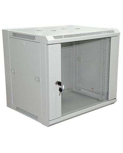 Шкаф телекоммуникационный 19 настенный 9U 600×450×500 мм (ШxГxВ) - передняя дверь стекло, боковые стенки съемные (разобранный) RAL 7035 (04-2201). Шкаф телекоммуникационный 19 настенный 9U. Rexant в Тюмени
