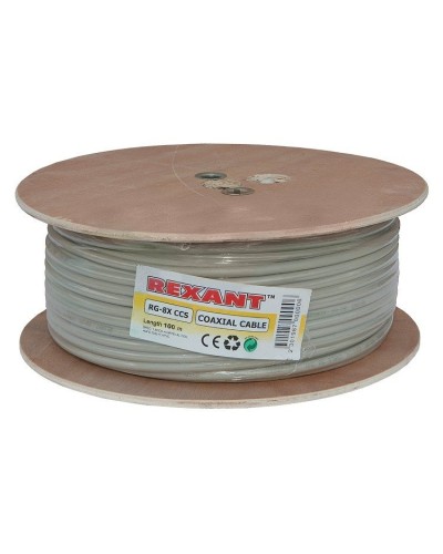 RG-8X, 50 Ом, CCS/Al/A, 75% (01-2021). Кабель коаксиальный радиочастотный. Rexant в Тюмени