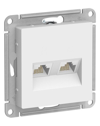 AtlasDesign розетка RJ45+RJ45, 2-местная, скрытой установки, механизм, белый (ATN000185). Розетка компьютерная. Systeme Electric в Тюмени