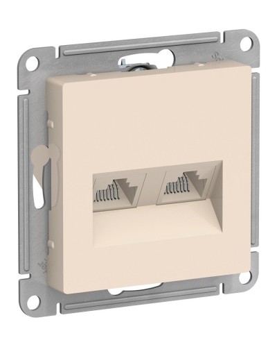 AtlasDesign розетка RJ45+RJ45, 2-местная, скрытой установки, механизм, бежевый (ATN000285). Розетка компьютерная. Systeme Electric в Тюмени