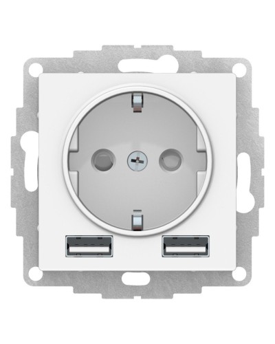AtlasDesign розетка 1-местная с 2 USB A+A, скрытой установки, механизм, белый (ATN000130). Розетка с USB. Systeme Electric в Тюмени
