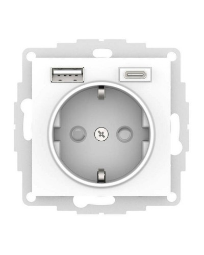 AtlasDesign розетка 1-местная с 2 USB A+C, скрытой установки, механизм, белый (ATN000132). Розетка с USB. Systeme Electric в Тюмени