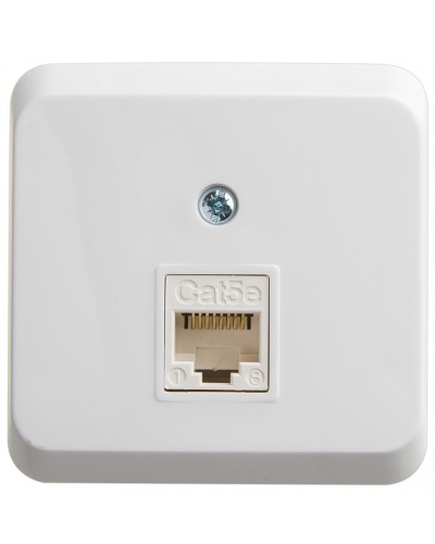 Этюд розетка RJ45 1-местная, кат. 5Е, открытой установки, белый (KOMA-001B). Розетка компьютерная. Systeme Electric в Тюмени