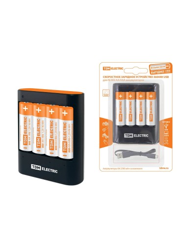 Зарядное устройство 36044Н (3600mA 4слота АА/ААА 4 кан.+4xAA2500 USB) (SQ1702-0101). Зарядное устройство. TDM ЕLECTRIC в Тюмени
