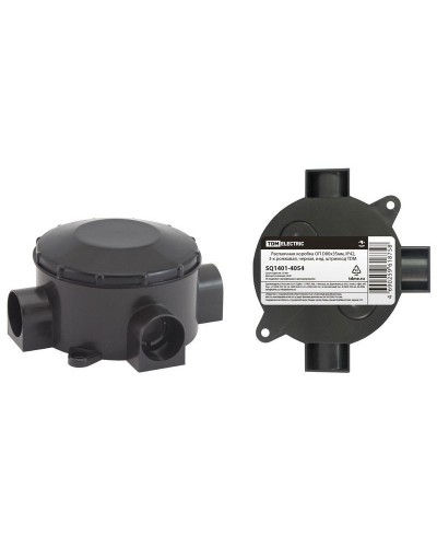 Распаячная коробка ОП D80х35мм, IP42, 3-х рожковая, черная TDM (SQ1401-4054). Распаячная коробка ОП. TDM ЕLECTRIC в Тюмени