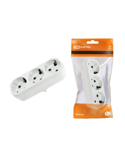 Блок на 3 гнезда 2П+З плоский 16А 250B TDM (SQ1806-0033). Розетка. TDM ЕLECTRIC в Тюмени