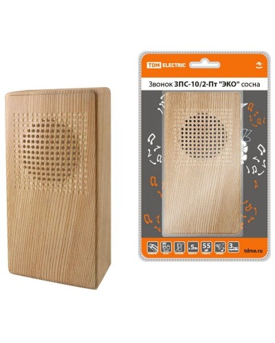 ЗПС-10/2-Пт ЭКО сосна, птичка, без кнопки, AC 230V (SQ1901-0026). Звонок проводной. TDM ЕLECTRIC в Тюмени