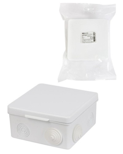Коробка ОП 100х100х55мм, крышка, IP54, 8вх., белая (SQ1401-0923). Распаячная коробка. TDM ЕLECTRIC в Тюмени
