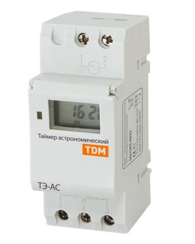 ТЭ-АС-1мин/24ч-8on/off-16А-DIN (астрономический) TDM (SQ1503-0023). Таймер электронный. TDM ЕLECTRIC в Тюмени