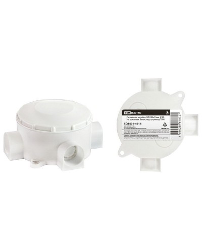 Распаячная коробка ОП D80х35мм, IP42, 3-х рожковая, белая TDM (SQ1401-4014). Распаячная коробка ОП. TDM ЕLECTRIC в Тюмени