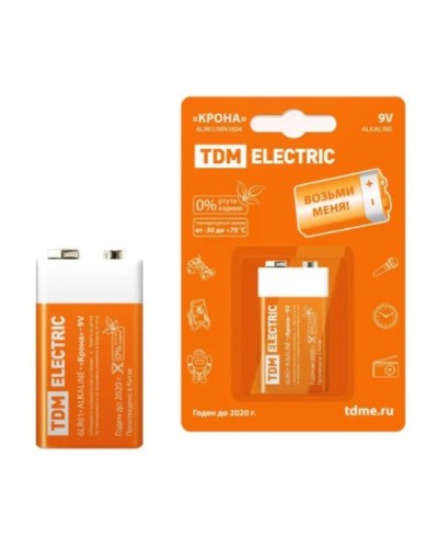 6LR61 Крона 9V BP-1 TDM (SQ1702-0013). Элемент питания. TDM ЕLECTRIC в Тюмени