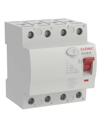YON MAX MDL100 ВДТ, 4P, 30mA, 63A, АС (MDL100-4P2-63-AC). Автоматический выключатель дифференциальный (УЗО). ДКС в Тюмени