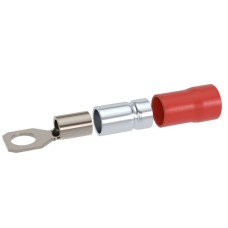 Наконечник НКИ 0,25-1,5 М4 (D4,3мм) с отверстием под винт (100 шт) (2A4P-DS-PVC). Наконечник с отверстием под винт и изолированным фланцем ПВХ, двойная гильза. ДКС