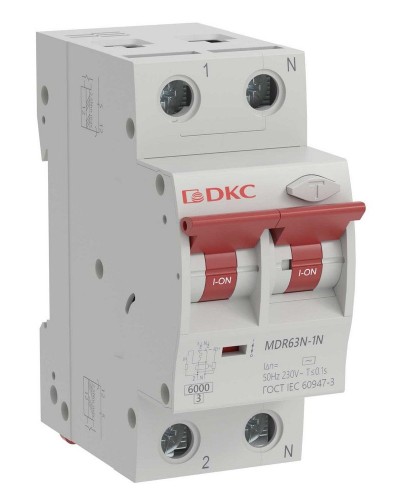 YON max MDR, 1P+N, 30mA, 16A, 6kA, А (MDR63N-1N2C16-A). Автоматический выключатель дифференциального тока. ДКС в Тюмени