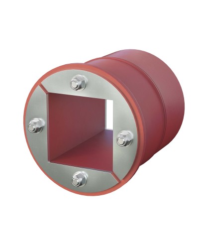 Проходка круглая, нержавеющая, D150х70 мм с проемом 90х90 мм (DXF3125): Проходка круглая, нержавеющая, с проёмом в Тюмени